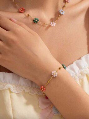 Multicolor flower beads Bracelet N1307